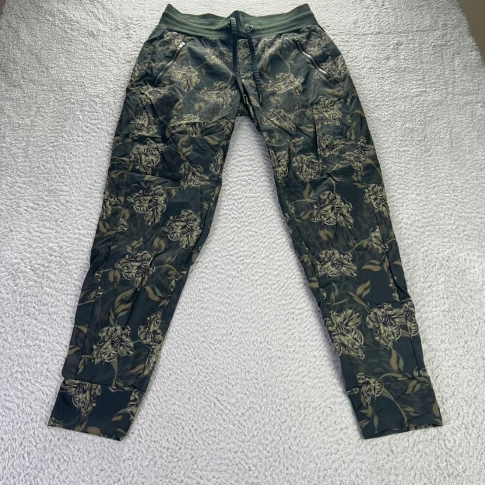 Athleta Trekkie North Joggers Womens 2 Green Floral Printed Athletic Casual - Picture 1 of 8